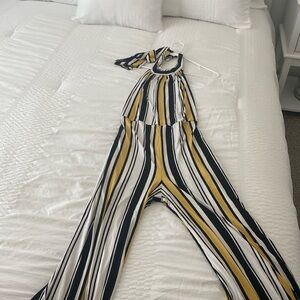 Charlotte Russe Yellow, White, & Black Stripe Pantsuit